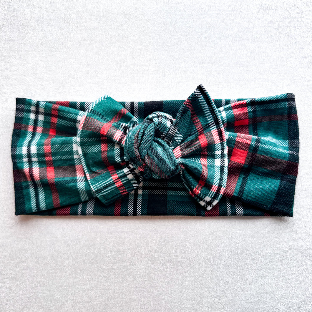 Christmas Plaid : Flat Bow Headband