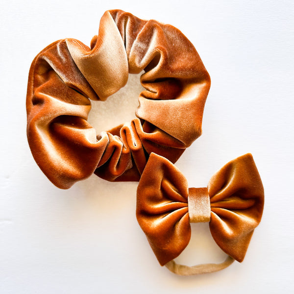 Copper Velvet : (Mommy & Me) Classic Bow & Scrunchie