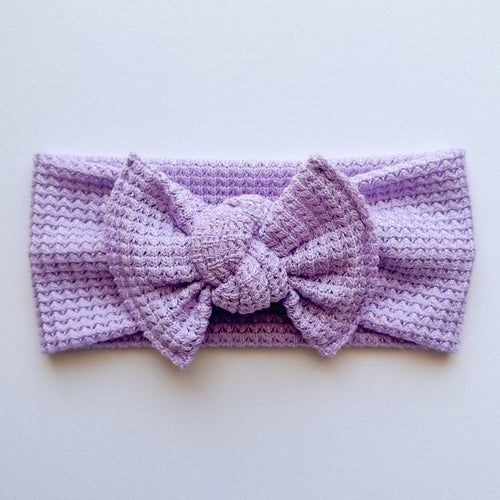 Lilac Waffle : Flat Bow Headband