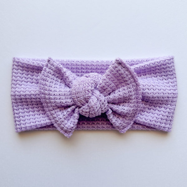 Lilac Waffle : Flat Bow Headband