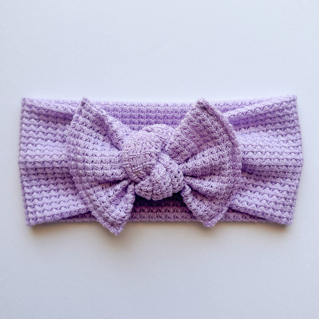 Lilac Waffle : Flat Bow Headband