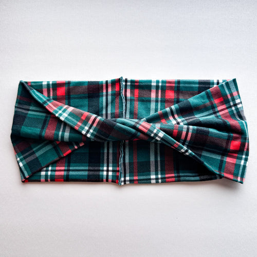 ADULT Christmas Plaid : Boho Twist Headband (bamboo)