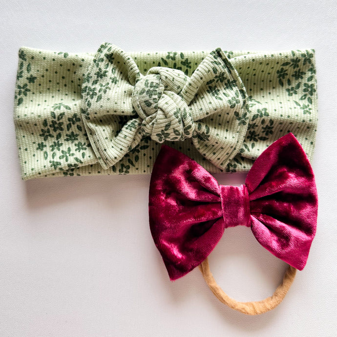 Cranberry Thyme Set : (2 items) Classic Bow & Flat Bow