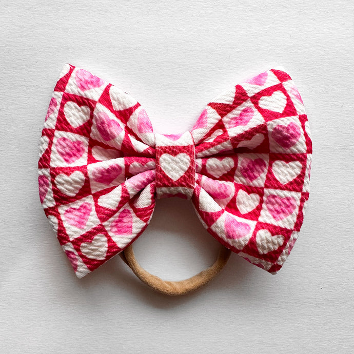 Checkered Hearts : XL Bow