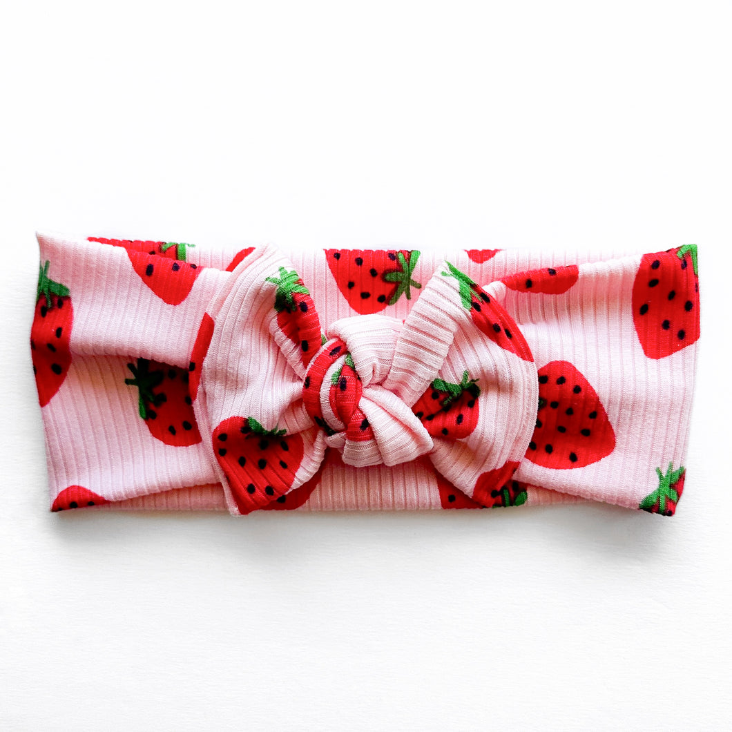 Summer Strawberries : Flat Bow Headband