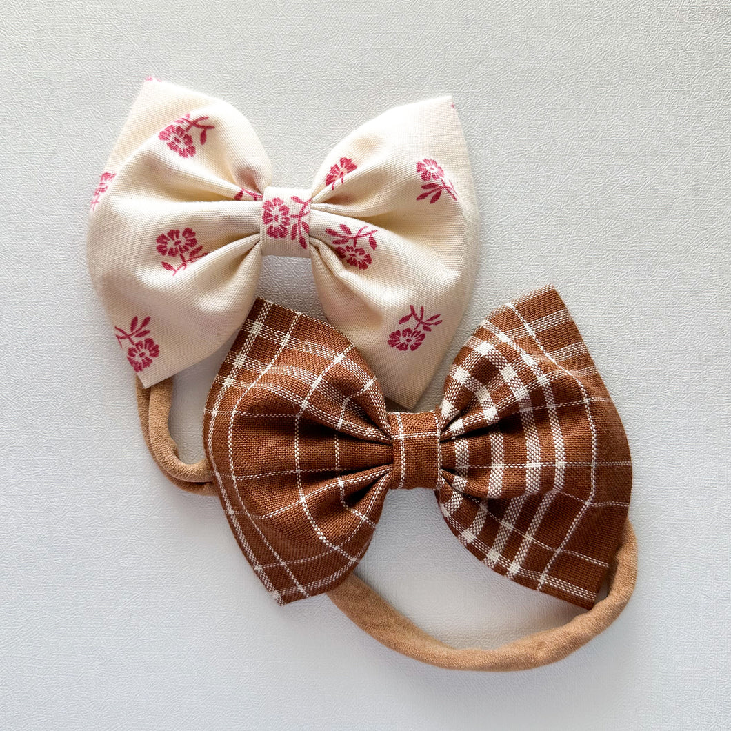 Posies & Plaid Set : 2 Classic Bows