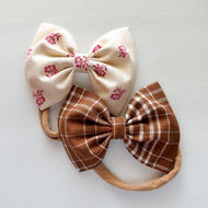 Posies & Plaid Set : 2 Classic Bows