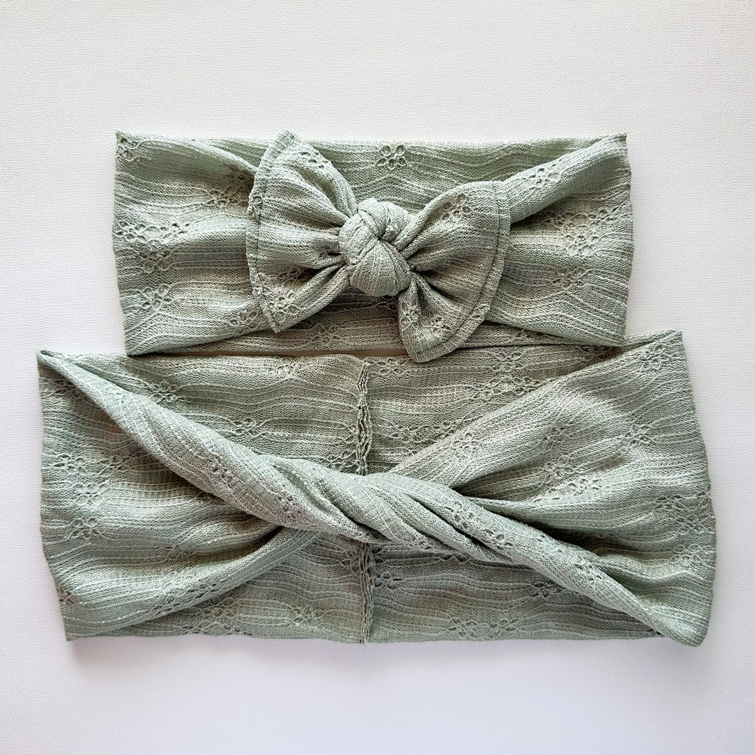 Sweetly Sage : (Mommy & Me set) Boho Twist & Flat Bow Headband