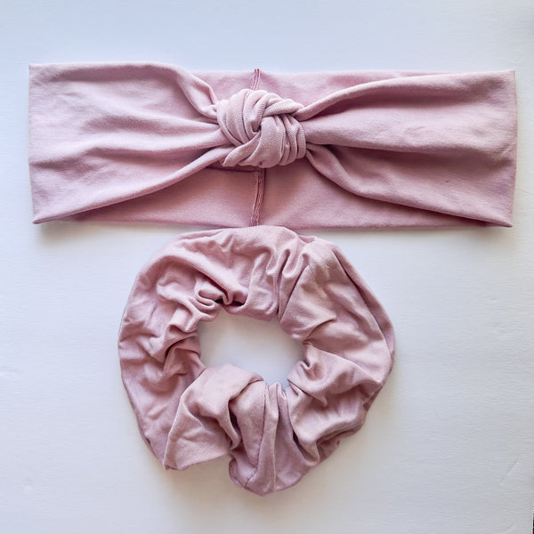 Ms. Rachel Set • Cool Blush : Retro Knot Headband & Scrunchie