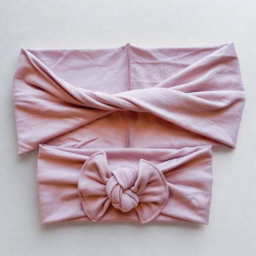 Soft Rose : (Mommy & Me set) Boho Twist & Flat Bow Headband