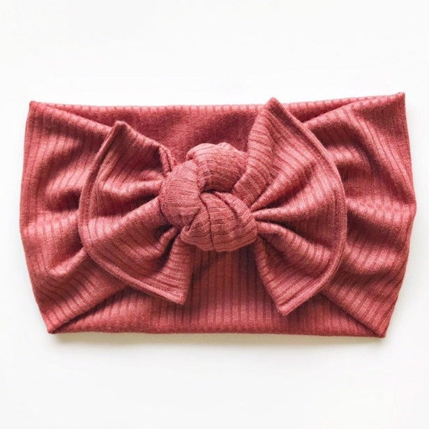 Rust Ribbed : XL Flat Bow Headband