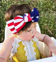 ADULT American USA Flag: Flat Bow (1 headband)