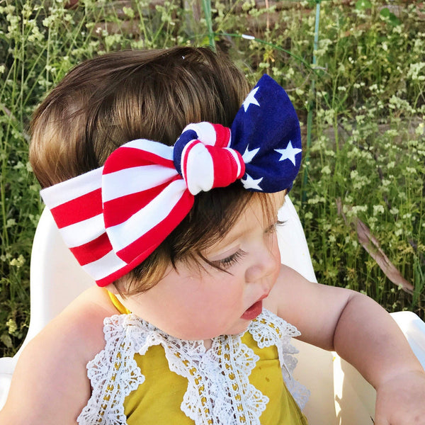 American Flag: Flat Bow Headband