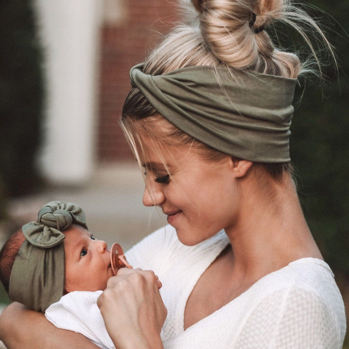 Sage : (Mommy & Me set) Boho Twist & Flat Bow Headband