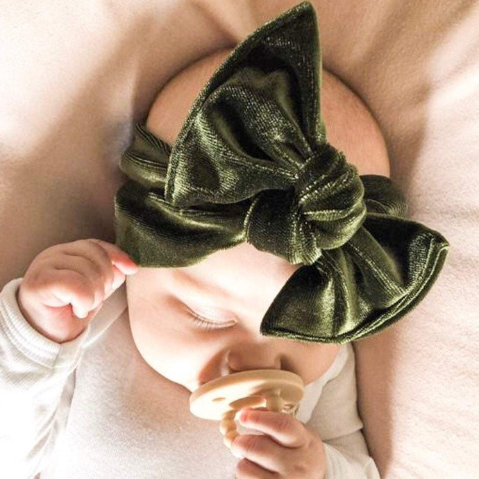 Emerald Velvet : Flat Bow Headband