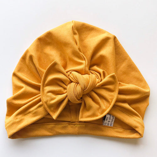 Soft Mustard Hat : w/ Flat Bow