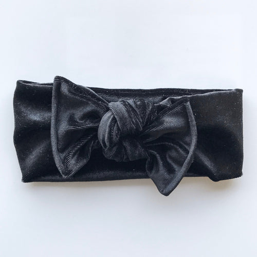 Black Velvet : Flat Bow Headband