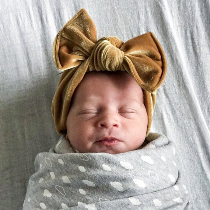 Gold Velvet : Flat Bow Headband