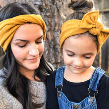 Mustard Knit : (Mommy & Me Set) Boho Twist & Flat Bow Headband