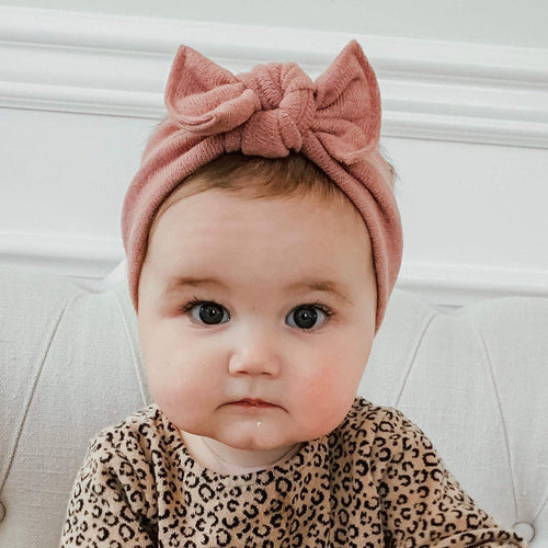 Mauve Knit: Flat Bow Headband