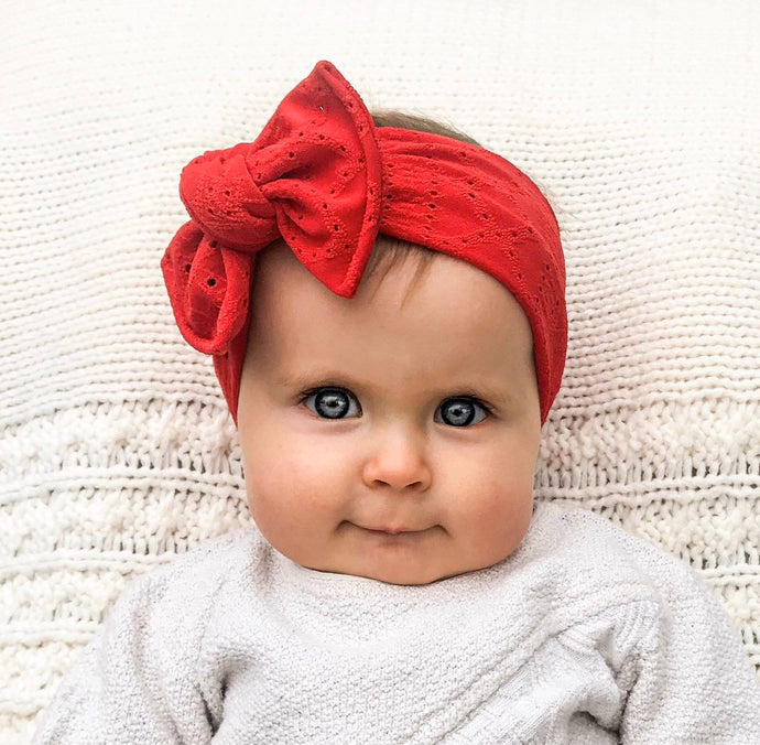 Red Eyelet : Flat Bow Headband