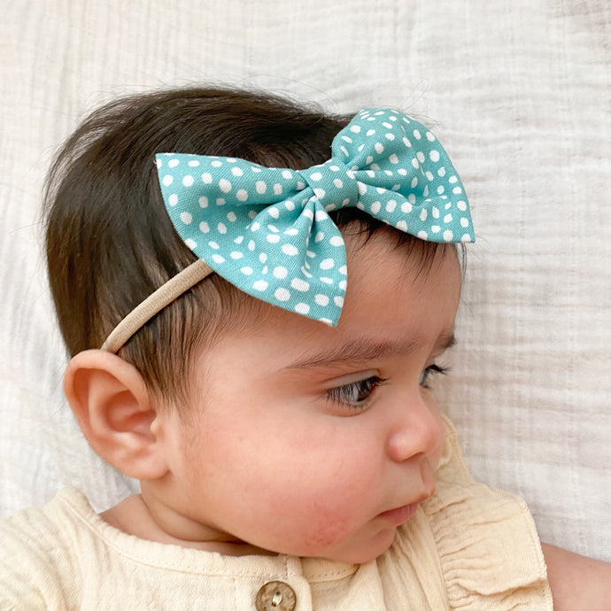 SALE - Cadet Blue Dots : Classic Bow