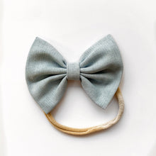Pale Blue Linen : Baby Bow