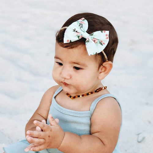 Mint Floral : Baby Bow