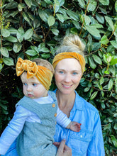 Gold Velvet : (Mommy and Me set) Skinny Boho Twist & Flat Bow Headband