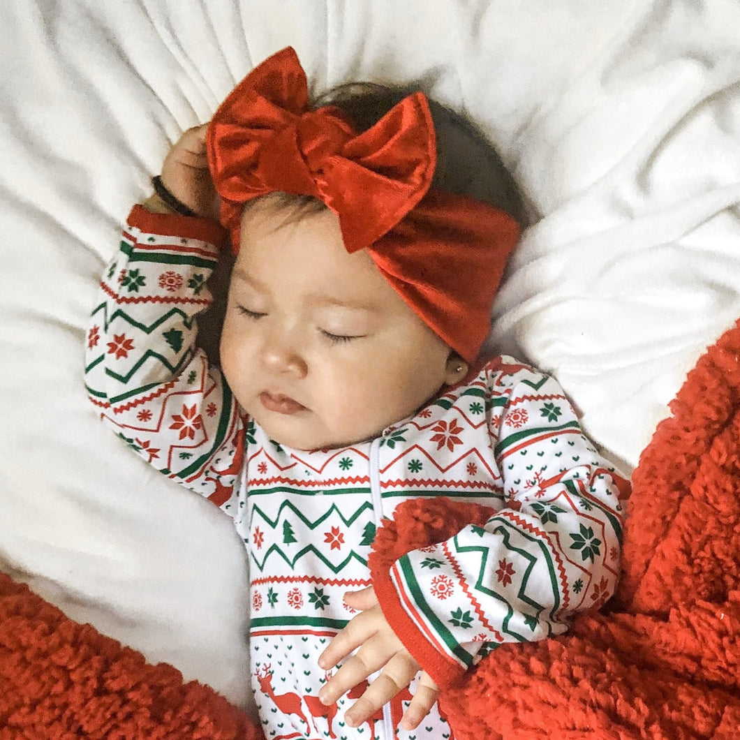 Red Velvet Bow Baby Christmas Bow Headband Red Velvet Baby Bow
