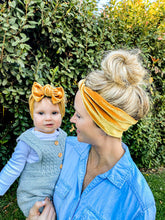 Gold Velvet : (Mommy and Me set) Skinny Boho Twist & Flat Bow Headband