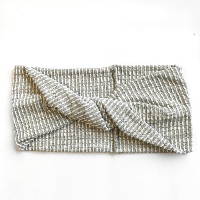 ADULT Gray Grid : Boho Twist Headband