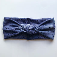 Navy Tie Dye Eyelet: Retro Knot Headband