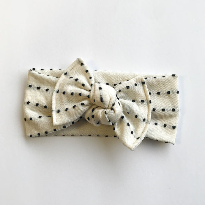 Dotted Cream : Flat Bow Headband