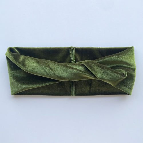 ADULT Olive Velvet : (skinny) Boho Twist Headband