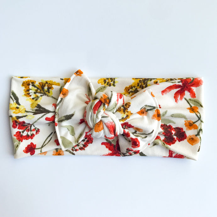 Cream Blossoms : Flat Bow Headband