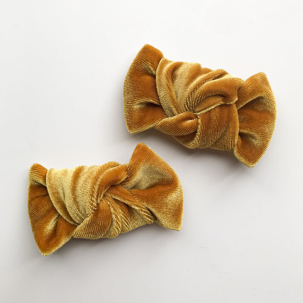 Gold Velvet : Pigtail Clips {set of 2}