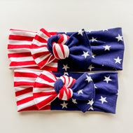 American Flag : (Mommy & Me set) Flat Bow Headbands