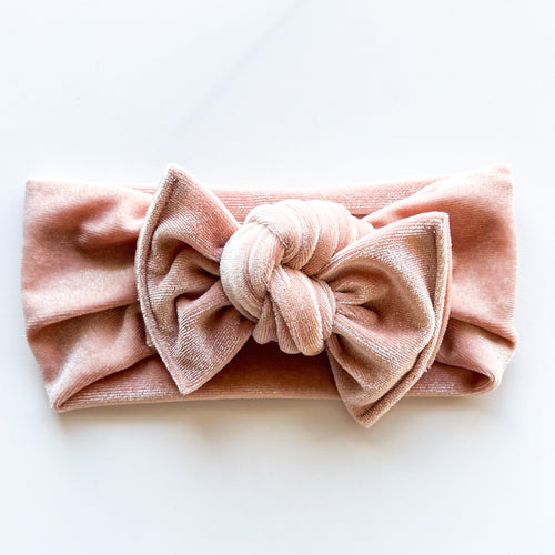Shimmering Blush Velvet : Flat Bow Headband