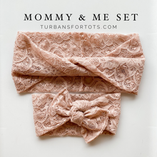 SALE - Muted Mauve Lace : (Mommy & Me set) Boho Twist & Flat Bow Headband