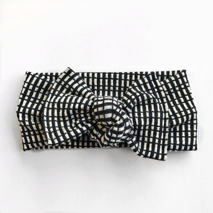 Black Grid : Flat Bow Headband