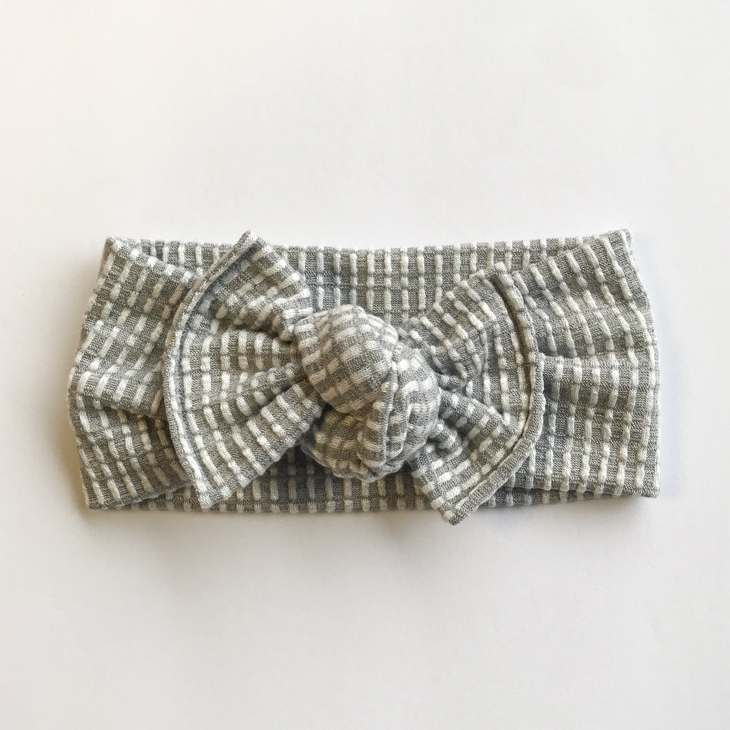 Gray Grid : Flat Bow Headband