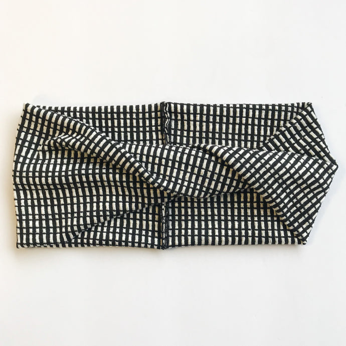 ADULT Black Grid : Boho Twist Headband