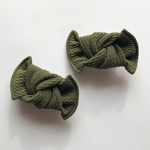 Forest Green Textured : Pigtail Clips {set of 2}