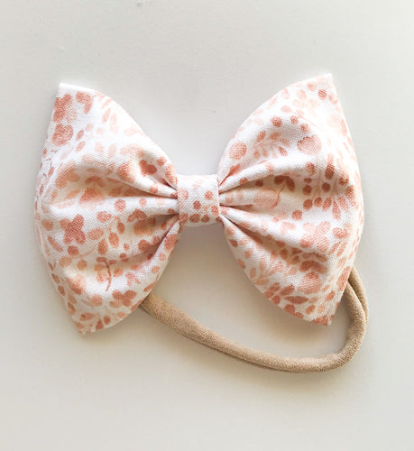 Taupe Pink Tulips : Baby Bow (Organic Cotton)
