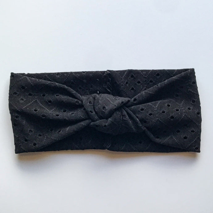 Black Eyelet : Retro Knot Headband