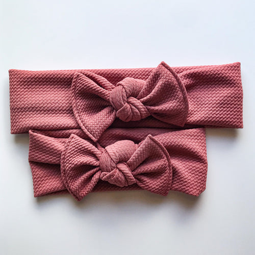 Textured Mauve : (Mommy & Me Set) Flat Bows